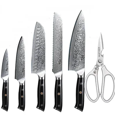 $238.99 • Buy 6x TURWHO Chef Santoku Knife Japanese VG10 Damascus Steel Kitchen Shears Scissor
