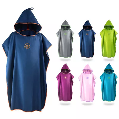 £15.99 • Buy Adults Microfiber Beach Bath Robe Surf Poncho Wetsuit Changing Towel W/ Hood UK