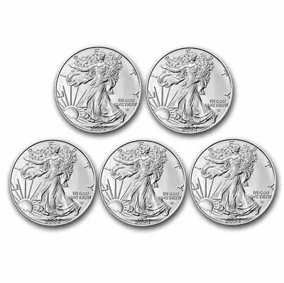 2024 1 Oz American Silver Eagle $1 Coin BU (Lot Of 5) • $173.80