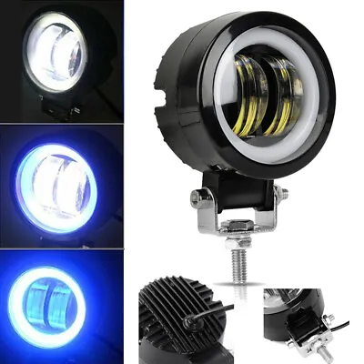 3 Inch Motorcycle Scooter LED Headlight Blue Angel Eye DRL Fog Light Spot Lamp • $14.24