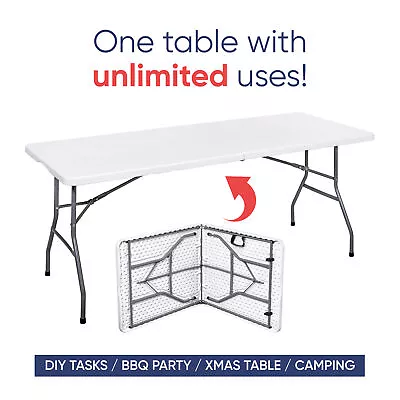 6ft Folding Table Trestle Camping Party Picnic BBQ Market Stall Garden Portable • £47.99