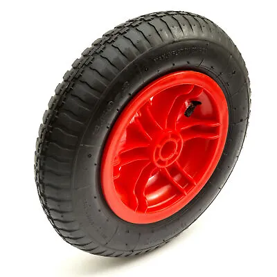 Red Spoked Wheel Black Pneumatic Tyre 3.50-8 / 14'' Launch Trolley 2 PLY • £9.99