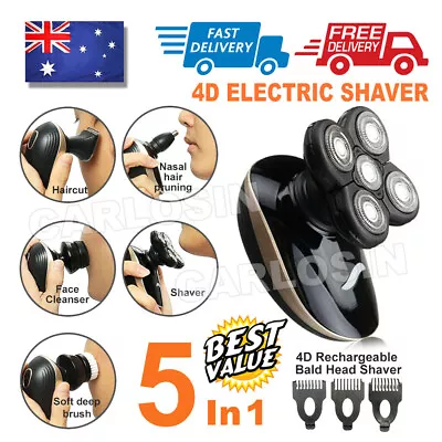 5In1 4D Electric Razor Shaver Waterproof Cordless Trimmer Bald Head Rechargeable • $35.95