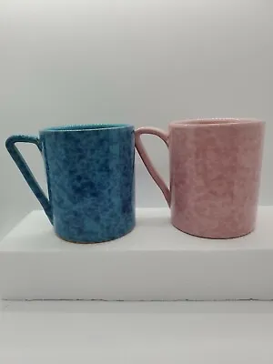 Set Of 2 Pink And Blue Mamma Ro Tea/ Coffee Cups Mugs Handmade In Italy • $9