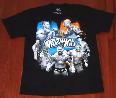 WWE Shirt Youth Medium Black Wrestlemania XXVIII The Rock John Cena Undertaker • £16.06