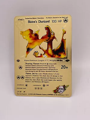 $5.99 • Buy Pokemon 1st Edition Gold Foil Blaine's Charizard Pack Fresh Right To TopLoader
