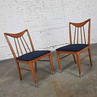 Vintage MCM Keller Furniture Oak Valkerie II Dining Chairs By Edmond J Spence • $1495