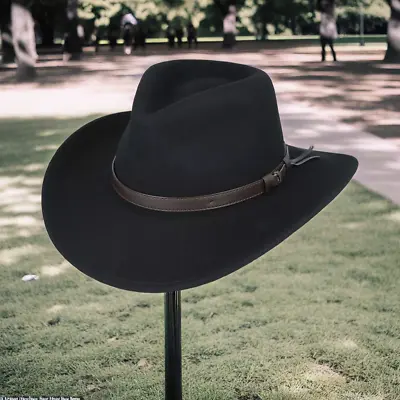 Cowboy Hat Crushable 100% Wool Felt Western Cowboy Hat Handmade Premium Quality • £36.50