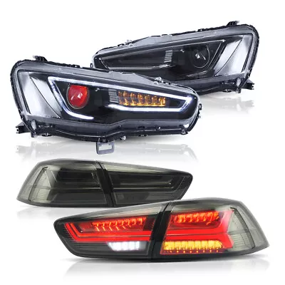 $531.99 • Buy VLAND For 08-17 Mitsubishi Lancer EVO Demon Eyes Headlights + Smoked Tail Lights