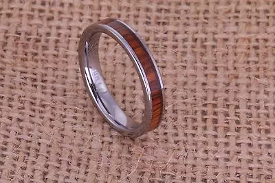 Koa Tungsten Wedding Ring 4mm Flat Style Comfort Fit • $68