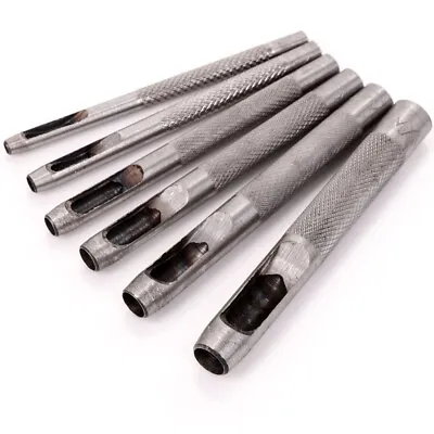 6 X HOLLOW PUNCH Belt/Leather/Hole/Gasket/Card/Wad Material Circle Cutting Tool • £5.69