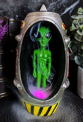 UFO Green Alien In Spaceship Capsule Backflow Incense Burner With LED Lights • $29.99