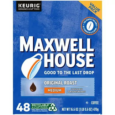 Maxwell House Original Roast Ground Coffee K-Cups 48 Ct Box Free Shipping • $19.95