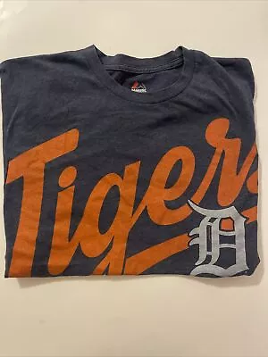 Majestic Detroit Tigers MLB Mens (XL) Nazy Blue/Orange Shirt   • $12.50