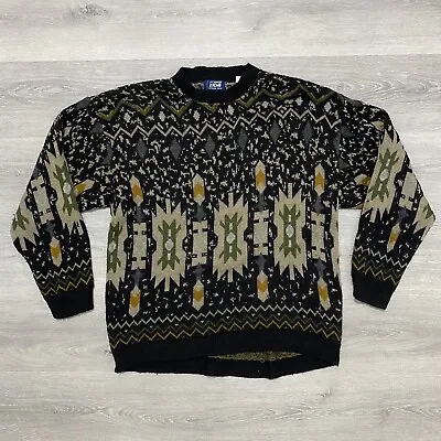 Vintage Knit Sweater Franco Ziche Made In Italy Jumper Coogi Style Aztec Size XL • $78