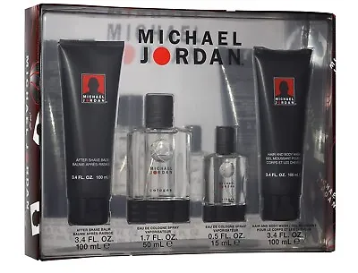 Michael Jordan Men 4 Pc Set-1.7 Oz Edc Sp+0.5 Oz Mini+3.4oz Asbalm+h&b/wash • $39.99