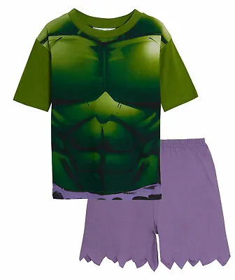 £8.95 • Buy Boys Hulk Dress Up Short Pyjamas Kids Marvel Avengers Novelty Shortie Pjs Set