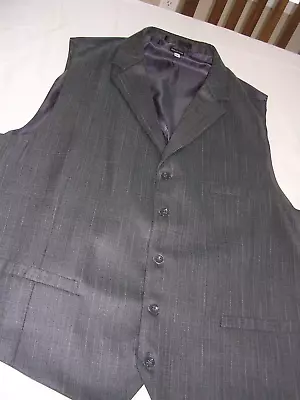 #761 Big Mans Vest Vintage Style Charcoal Gray Victorian Steampunk W/lapels 54l • $25