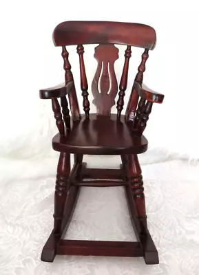 Vintage Solid Wood High Rocking Chair For Doll Or Teddy Bear 12 1/4  Tall • $29.95