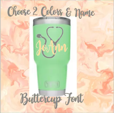 Personalized Monogram Nurse Vinyl Decal For TumblersCups Stethoscope & Name  3  • $3.75