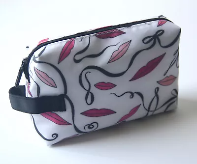 MAC COSMETICS Makeup Bag Case By Rebecca Moses - PINK - Illustrated Lip Pattern • $14.99