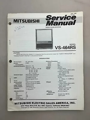 Mitsubishi VS-464RS Original Service Manual Free Shipping • $10