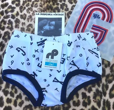 FRENCH 1960s BOY UNDERWEAR BRIEF~GROOVY LETTERS PRINT~MADE IN FRANCE~NEW~12 Yrs • $33.72