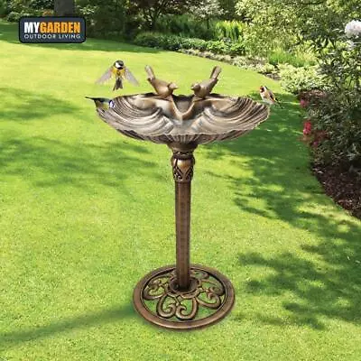 £26.95 • Buy Antique Bronze Effect Wild Bird Bath Large Pedestal Ornamental Garden Outdoor