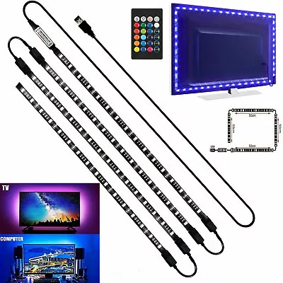 4 X 50CM TV LED Backlight USB 5050 RGB LED Strip Light Remote Kit 5V 30Leds/M • $9.95