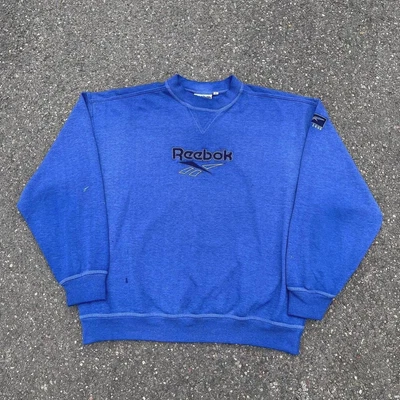 £34.95 • Buy Vintage Blue Reebok Sweatshirt 1990s Embroidered Sweatshirt Pullover Mens Medium