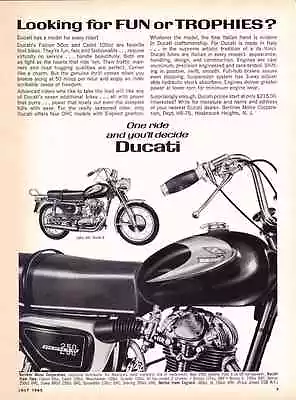 1965 DUCATI 160cc MONZA JR / 250cc MONZA MOTORCYCLE ~  ORIGINAL PRINT AD • $11.95