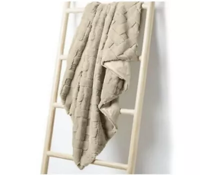 Martha Stewart Collection Lattice Faux Fur Throw 50  X 60  Cream • $30