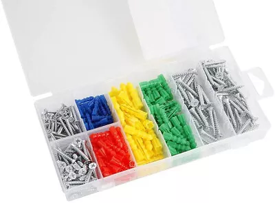 286PCS Wall Plugs And Screws Set Plasterboard Anchor Metal Screw Assortment Sel • £0.99