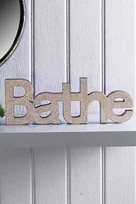 £9.99 • Buy Bathe Glitter Word Plaque Blush Glitter Sequin Design Bathroom Stylish Décor