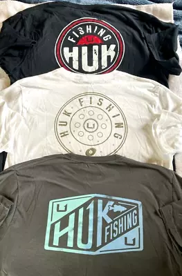 3 New HUK FISHING Mens S/S Bass Fishing Lifestyle T SHIRT Lot 3 SHIRTS Large • $25