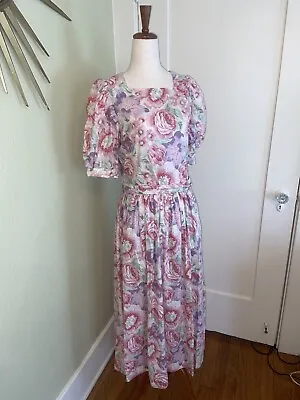 Vintage LAURA ASHLEY Floral Print Dress 70’s 80’s Style US 8 Fits S Or Sz 2-4 • £57.33