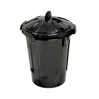 New Large Black Heavy Duty Lid Bin Rubbish Waste Storage Home Garden Dustbin 80L • £18.49