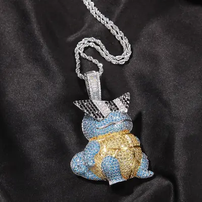 £13.99 • Buy Squirtle Pokemon Pendant & Chain Necklace Iced Out Bling Shine Jewellery Cz 