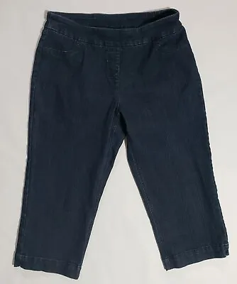 Erin London Women's Size 12 Cropped Blue Jean Pants Capris Elastic Waist 30x19 • $8.99