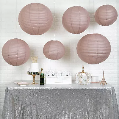 6 DUSTY ROSE Assorted Large Hanging Paper Lanterns Wedding Events Decorations • $12.55