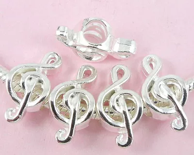 30pcs Silver /P Musical Note Charms Beads Fit European Snake Chain Bracelet NY7 • $4.89