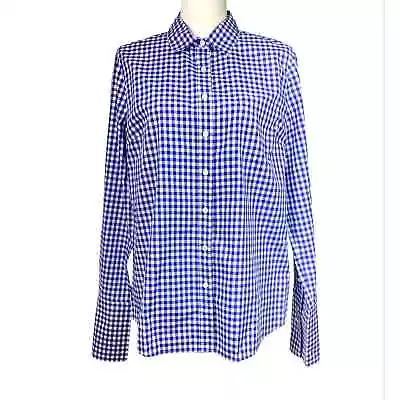 Thomas Mason J Crew Gingham Shirt Blue & White Tailored Size 10 • $65