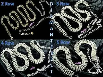 £11.99 • Buy Diamante/Diamonte Ladies Girls Waist Chain/charm Belt-Silvertone Accessories NEW