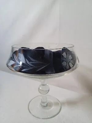 Vtg Etched Crystal Footed Decorative Bowl / Candy Dish 8  Tall Romania 1930s • $18.99