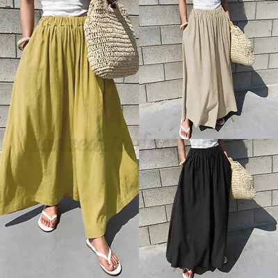 NEW Women Elastic Waist Casual Long Pants Oversize Harem Pants Trousers Plus • $29.77