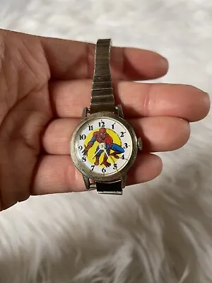 SPIDER-MAN Mens DABS & Co WATCH Vintage 1977 SWISS MADE STAINLESS STEEL MARVEL • $149.99