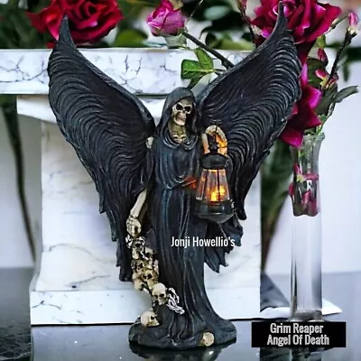 Grim Reaper Angel Of Death Searching For Souls Sculpture Ornament Light Up Pagan • £33.90