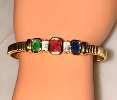 Vintage Christian Dior Gold Tone  Multicolor Rhinestone Bracelet • $129