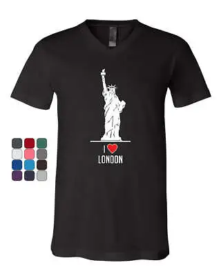 I Love London V-Neck T-Shirt Funny New York Statue Of Liberty Tourist Tee • $18.12