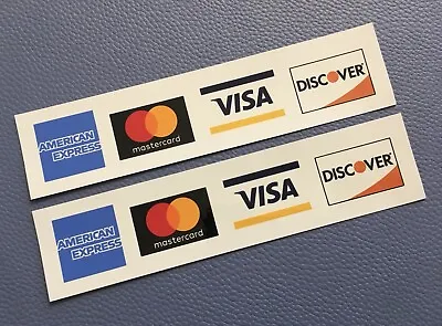 2 SIGN GLOSSY DURABLE STICKER BUSINESS American Express VISA MASTERCARD DISCOVER • $7